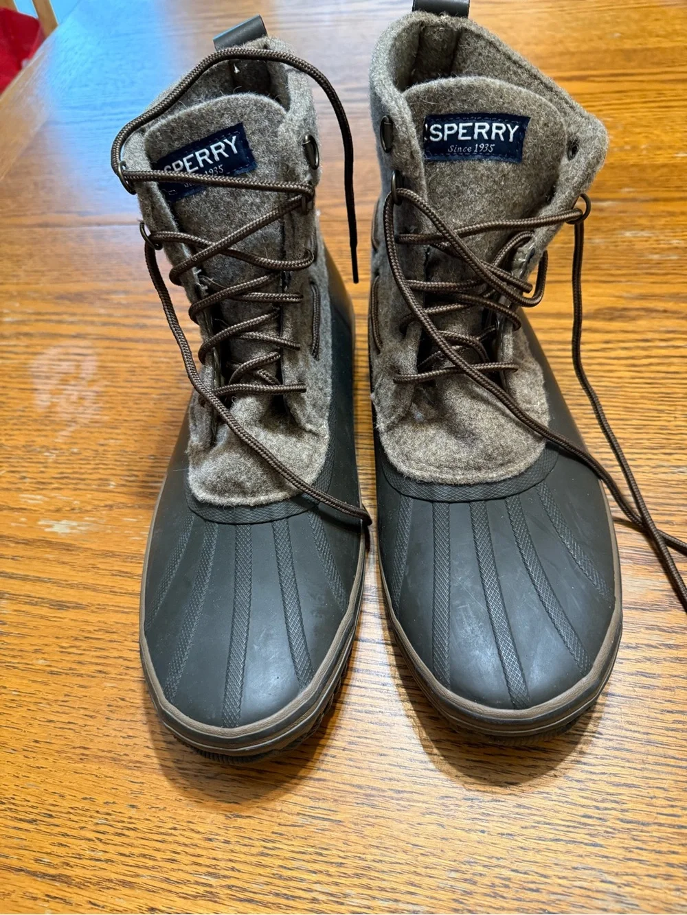 Sperry Men’s Brown Wool-Blend & Black Rubber Duck Boots-12